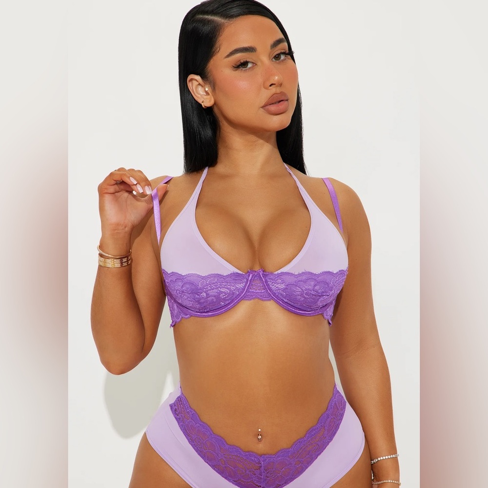 Fashion Nova Lavender Lace Bra+Panty Set
